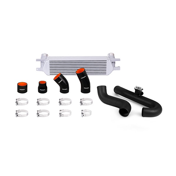 Ford Mustang EcoBoost Performance Intercooler Kit, 2015+ Silver Intercooler Black Pipes