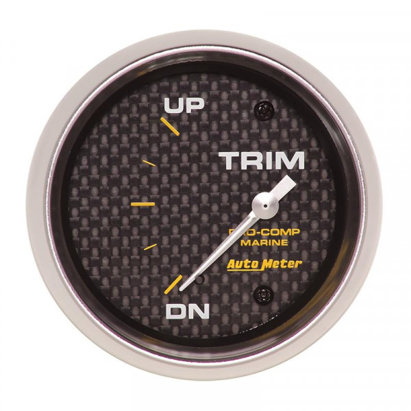 Autometer Marine Carbon Fiber Gauge 2-5/8in Electric Trim Level Gauge 0OHM Down - 90OHM Up