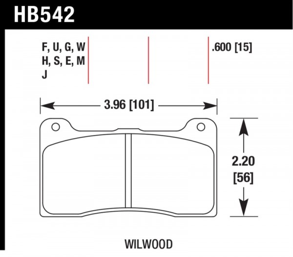 Hawk Wilwood 15mm DTC-60 Race Brake Pads