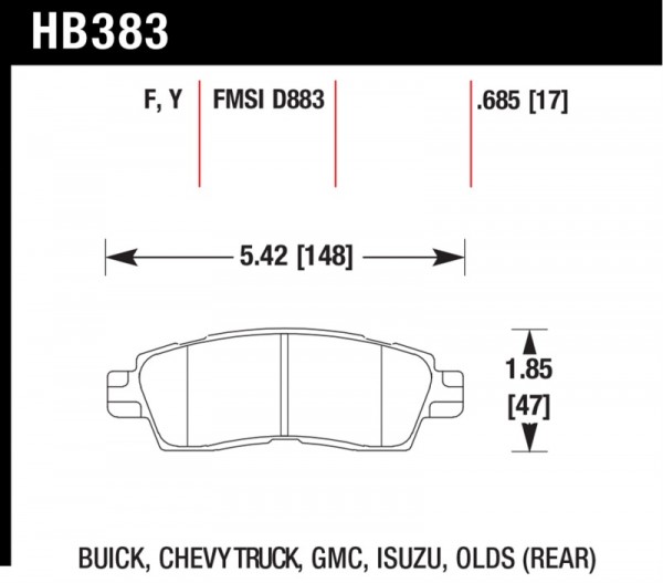 Hawk Buick / Chevy Truck / GMC / Isuzu / Olds / LTS Street Rear Brake Pads