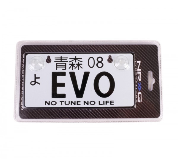 NRG Mini JDM Style Aluminum License Plate (Suction-Cup Fit/Universal) - EVO