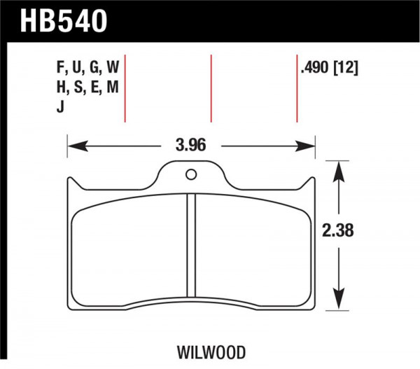 Hawk 0.490in Thickness Wilwood Ferro-Carbon HT-10 Motorsports Brake Pads