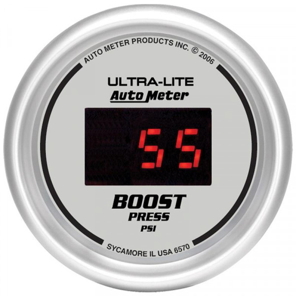 Autometer Ultra-Lite 2-1/16in 5-60 PSI Digital Boost Pressure Gauge - Silver
