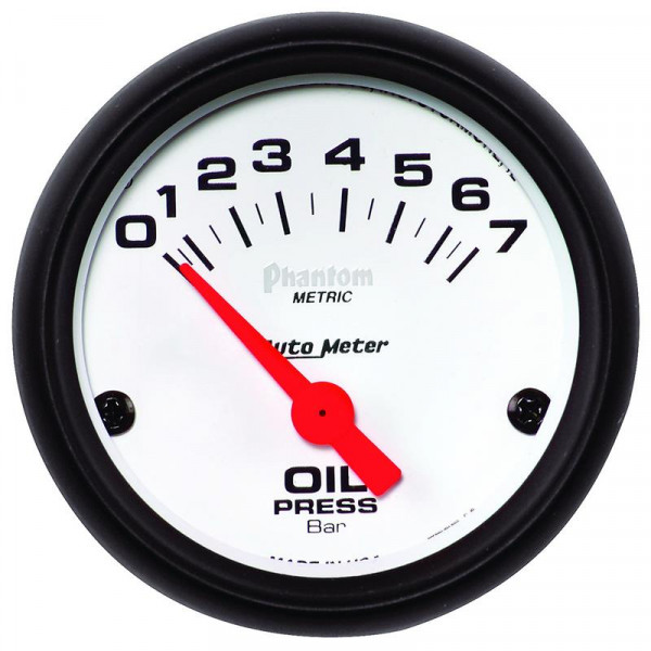 Autometer Phantom 2-1/16in 0-7 BAR Electric Oil Pressure Gauge