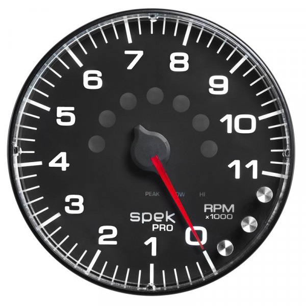 Autometer Spek-Pro Gauge Tachometer 5in 11K Rpm W/Shift Light & Peak Mem Black/Black