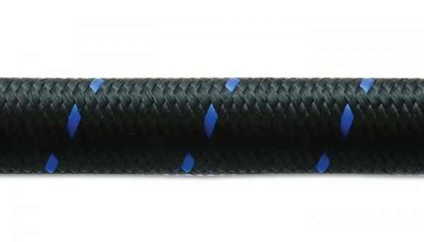 10ft Roll of Black Blue Nylon Braid Flex Hose; AN Size: -12; Hose ID: 0.68"