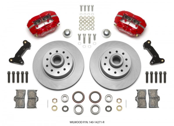 Wilwood Forged Dynalite Front Kit 11.03in 1 PC Rotor&Hub - Red 74-80 Pinto Disc Spindle only