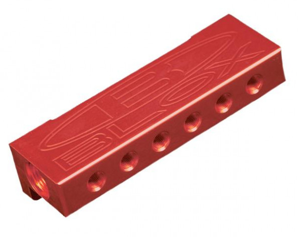 BLOX Racing Billet 6-Port Vacuum Manifold Kit - Red
