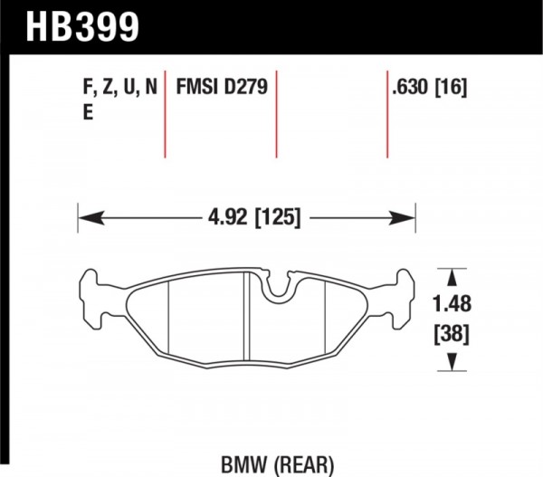 84-4/91 BMW 325 (E30) DTC-50 Race Rear Brake Pads