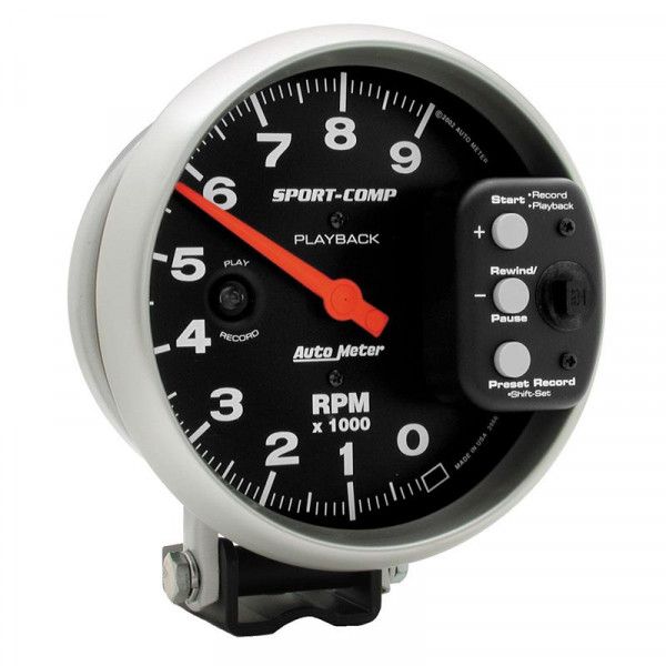 Autometer Sport-Comp 5 inch 9000 RPM Pedestal Mount Tachometer w/ RPM Playback