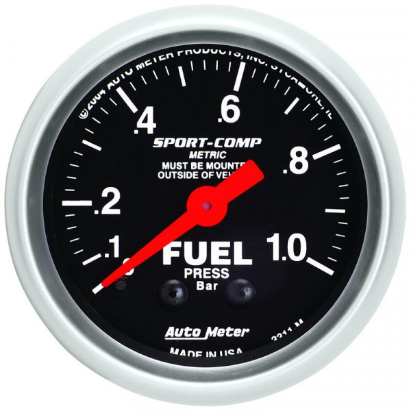 Autometer Sport-Comp 52mm 0-1.0 Bar Fuel Pressure Mechanical Gauge