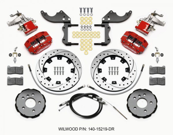 Wilwood Dynapro Radial4 / MC4 Rear Kit 12.19 Drilled Red 2014-2015 Mini Cooper w/Lines & Cables