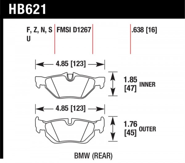 Hawk 08-11 BMW 128i / 10 BMW 323i / 07-11 BMW 328i / 07-11 BMW 328XI HPS Street Rear Brake Pads