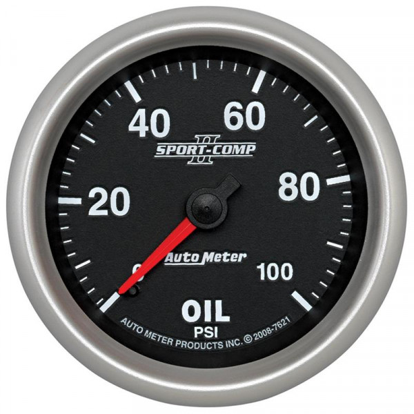 Autometer Sport-Comp II 2-5/8in 100 PSI Mechanical Oil Pressure Gauge