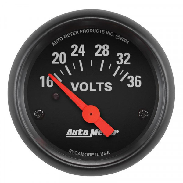 Autometer Z-Series 2-1/16in 16-36 Volts Electric Voltmeter Gauge