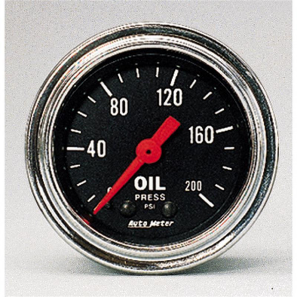 Autometer Traditional Chrome 2-1/16in 200 PSI Mechanical Oil Pressure Gauge