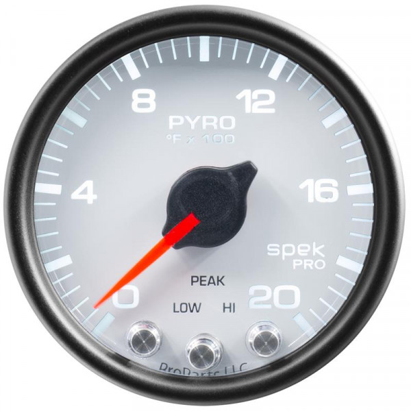 Autometer Spek-Pro Gauge Pyro. (Egt) 2 1/16in 2000f Stepper Motor W/Peak & Warn Wht/Blk