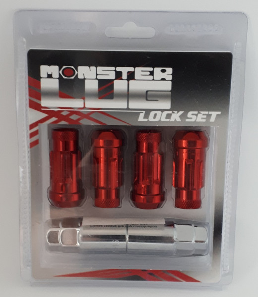 Wheel Mate Monster Locking Lug Nut Set of 4 - Red 14x1.50