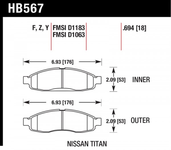 Hawk 04-06 infiniti QX56 / 05-06 Armada / 04 Pathfinder / 04-07 Titan LTS Street Front Brake Pads