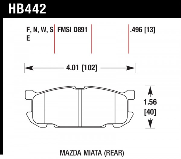 Hawk 01-02 Miata w/ Sport Suspension HP+ Street Rear Brake Pads (D891)