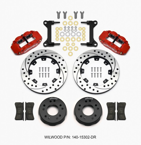 Wilwood Narrow Superlite 4R Front Kit 12.19in Drilled Red 63-87 C10 w/ Wilwood Pro Spindles