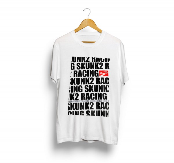 Skunk2 T-Shirt Slanted Text Art Größe:L in weiß