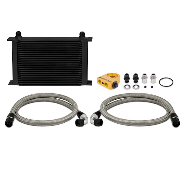 Universal Thermostatic Oil Cooler Kit, Black, 25 Row