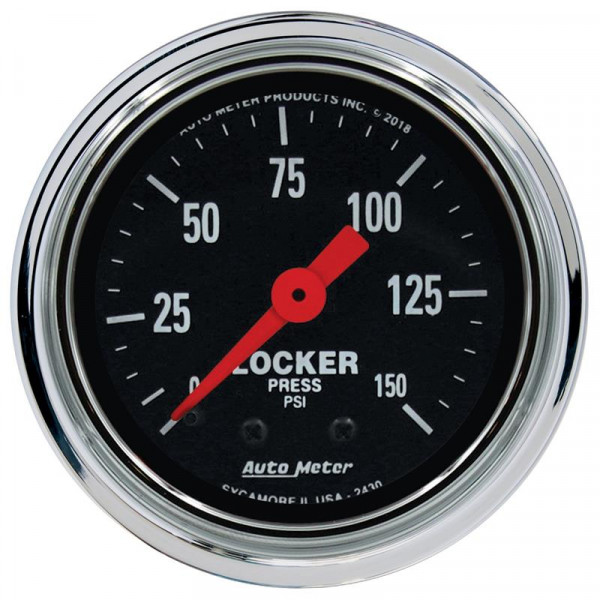 Autometer Traditional Chrome 2-1/16in 150 PSI Mechanical Air Locker Gauge