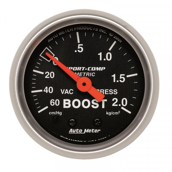 Autometer Sport-Comp 52mm 60 cm/Hg-2.0 Kg/Cm2 Mechanical Boost Gauge
