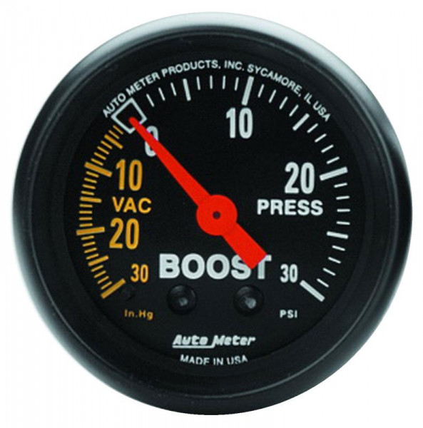 Autometer Z Series 52mm 30 In Hg.-Vac. / 30 PSI Boost / Vacuum Gauge