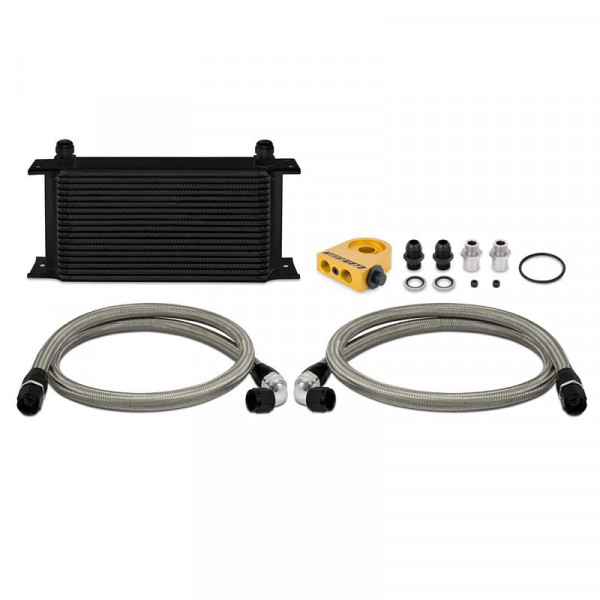 Universal Thermostatic 19 Row Oil Cooler Kit, Black