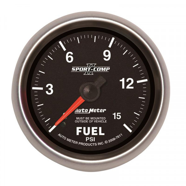 Autometer Sport-Comp II 2-5/8in Mechanical 15PSI Fuel Pressure Gauge