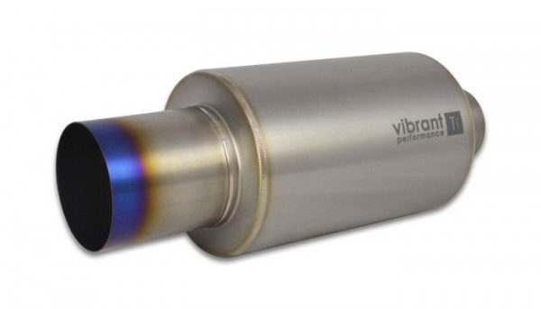 Vibrant Titanium Muffler w/Straight Cut Natural Tip 3.5in Inlet / 3.5in Outlet