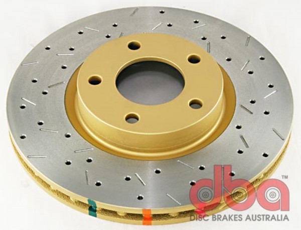 DBA 04-05 Mazda 3 2.3L (exc. MazdaSpeed) Front Drilled & Slotted 4000 Series Rotor