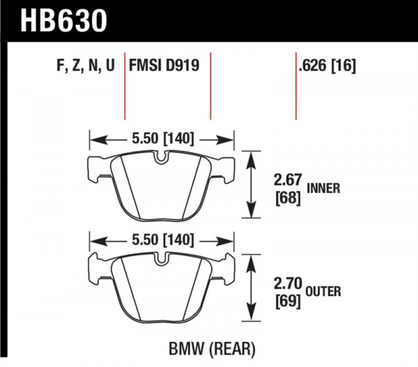 Hawk 06-10 BMW M5/M6 DC60 Rear Brake Pads
