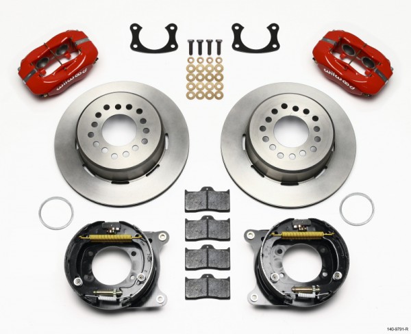 Wilwood Forged Dynalite P/S Park Brake Kit Red New Big Ford 2.50in Offset Front Caliper Mount