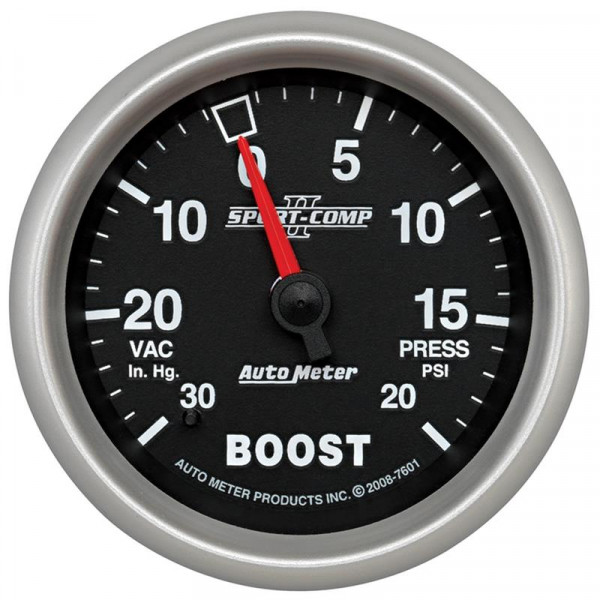 Autometer Sport-Comp II VAC/Boost 2 5/8in 30 IN HG-20PSI Mechanical Gauge