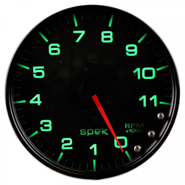 Autometer Spek-Pro Gauge Tachometer 5in 11K Rpm W/Shift Light & Peak Mem Black/Black