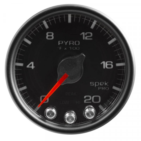 Autometer Spek-Pro Gauge Pyro. (Egt) 2 1/16in 2000f Stepper Motor W/Peak & Warn Blk/Blk