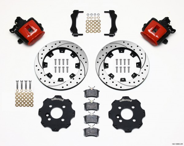 Wilwood Combination Parking Brake Rear Kit 11.75in Drilled Red Mini Cooper