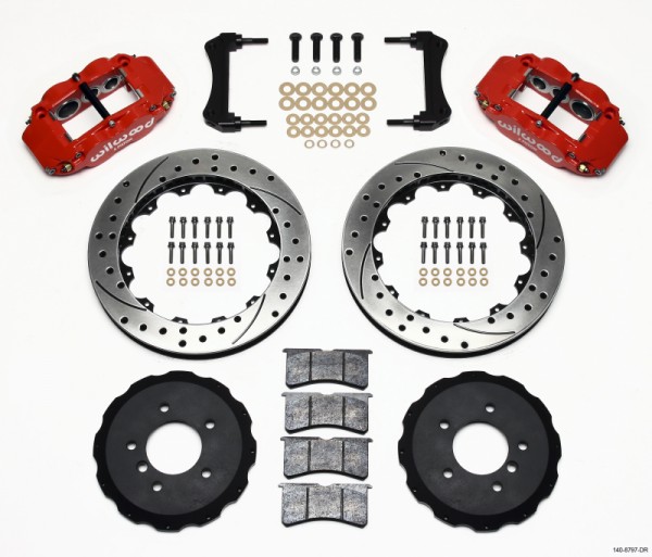 Wilwood Narrow Superlite 6R Front Hat Kit 13.06in Drilled Red E36 BMW M3