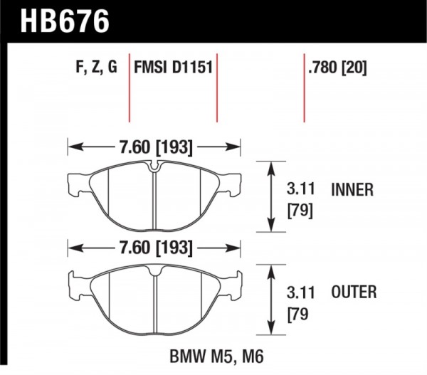 Hawk 06-10 BMW M5/M6 HPS Street Front Brake Pads