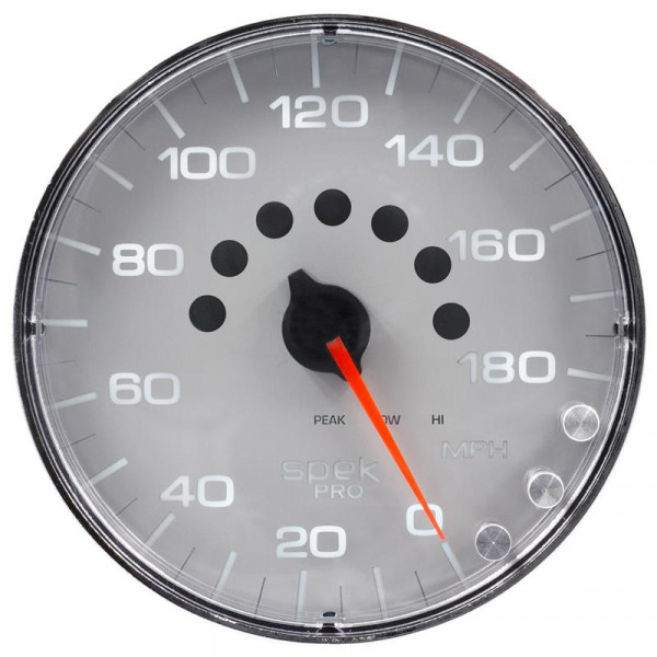 Autometer Spek-Pro Gauge Speedometer 5in 180 Mph Elec. Programmable Silver/Chrome