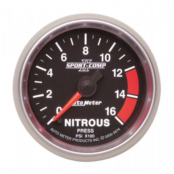 Autometer Sport-Comp II 52mm Full Sweep Electronic 0-1600 PSI Nitrous Pressure Gauge