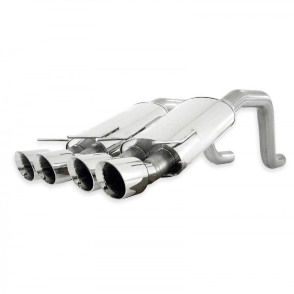 Stainless Works 2006-13 Corvette C6ZO6/ZR1 3in Axleback Chambered Mufflers Quad 4in Rolled Edge Tips