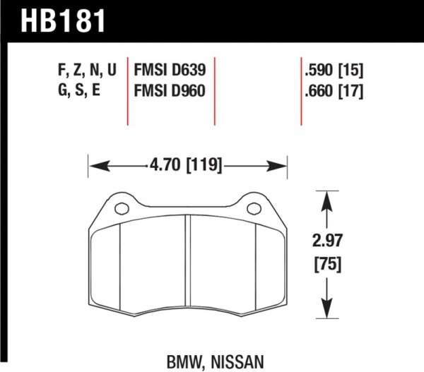 Hawk 94-97 BMW 840CI/850CI HPS Front Street Brake Pads
