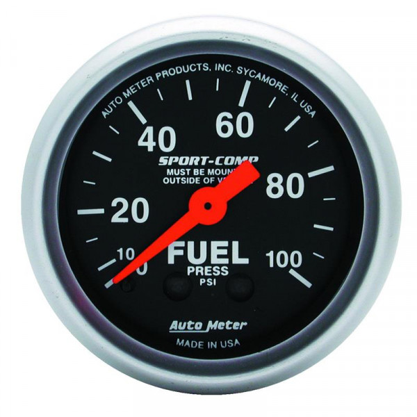 Autometer Sport-Comp 52mm 0-100 PSI Mechanical Fuel Pressure Gauge