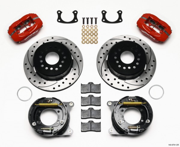 Wilwood Forged Dynalite P/S Park Brake Kit Drill Red New Big Ford 2.50in Offset Front Caliper Mount