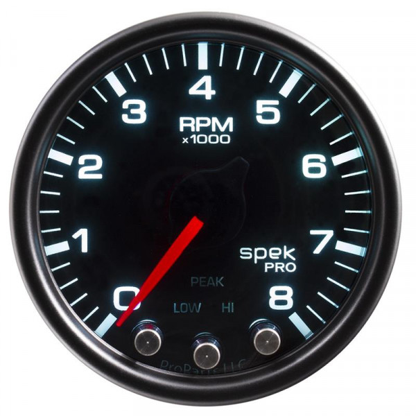 Autometer Spek-Pro Gauge Speedometer 5in 180 Mph Elec. Programmable Black/Smoke/Black