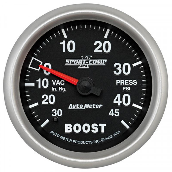 Autometer Sport-Comp II VAC/Boost 2 5/8in 30 IN HG-45PSI Mechanical Gauge
